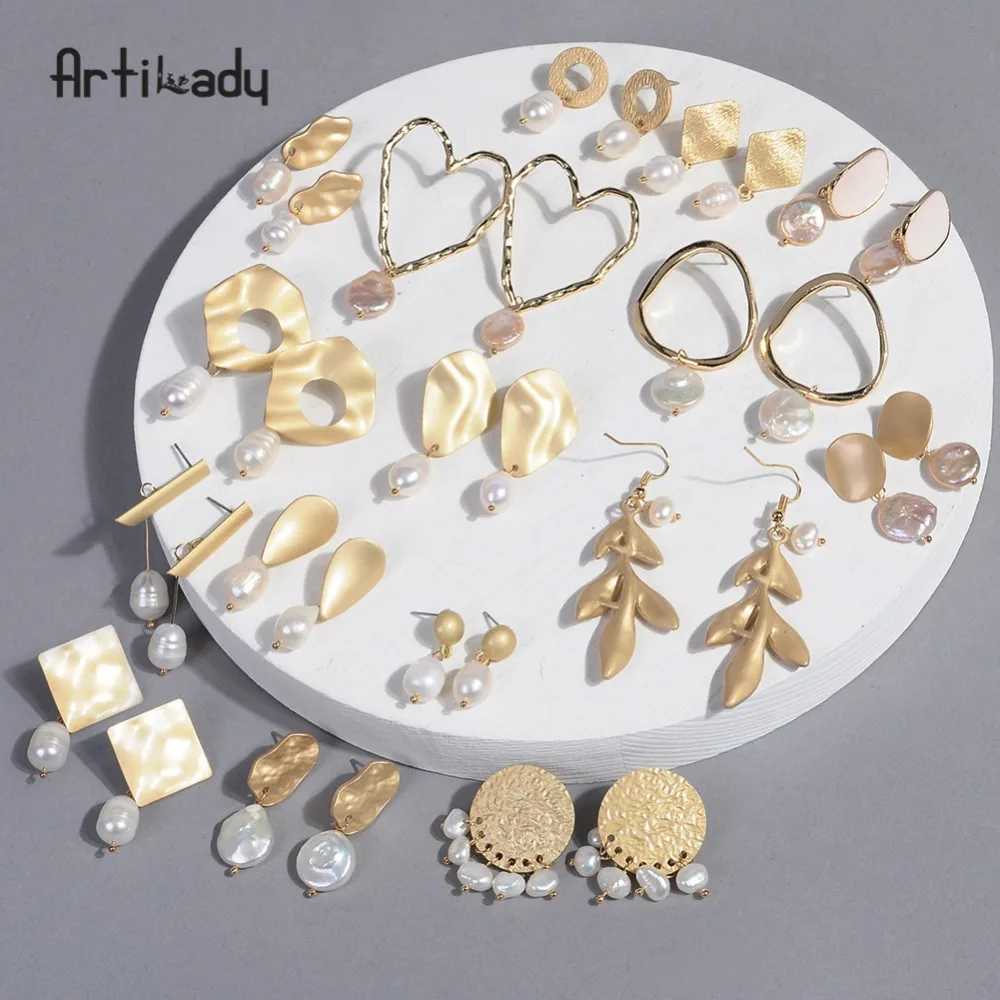 

Artilady korean earrings baroque pearl earrings for Women for girls gold dangling earrings birthday gifts for women