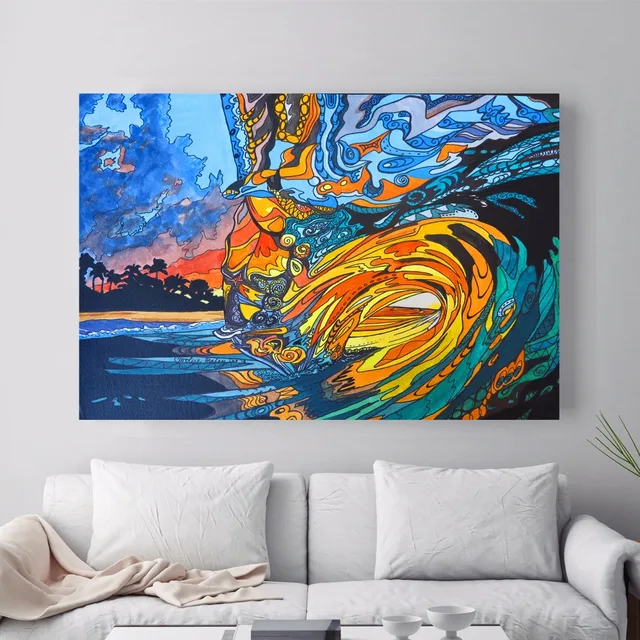 abstract hawaii surf artwork canvas art print painting poster wall
