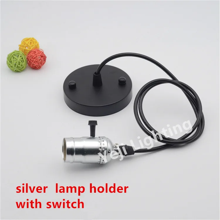Edison retro Chandelier E27 silver lamp holder with switch Nostalgia