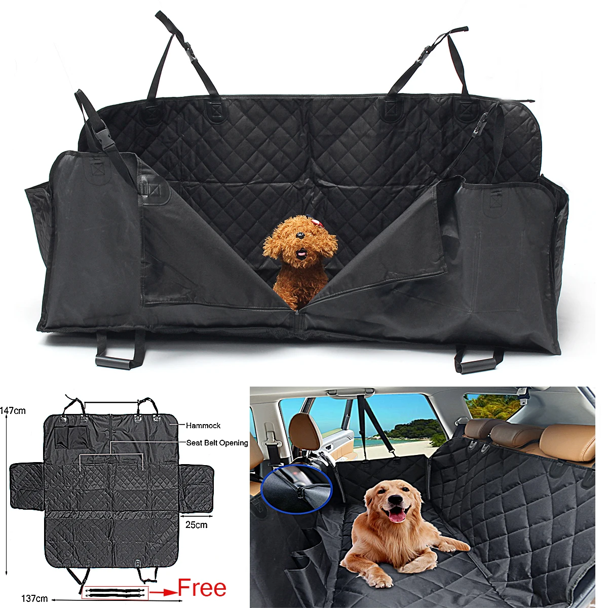 Pet Car Seat Cover Dog Safety Mat Cushion Waterproof Rear Back Seat