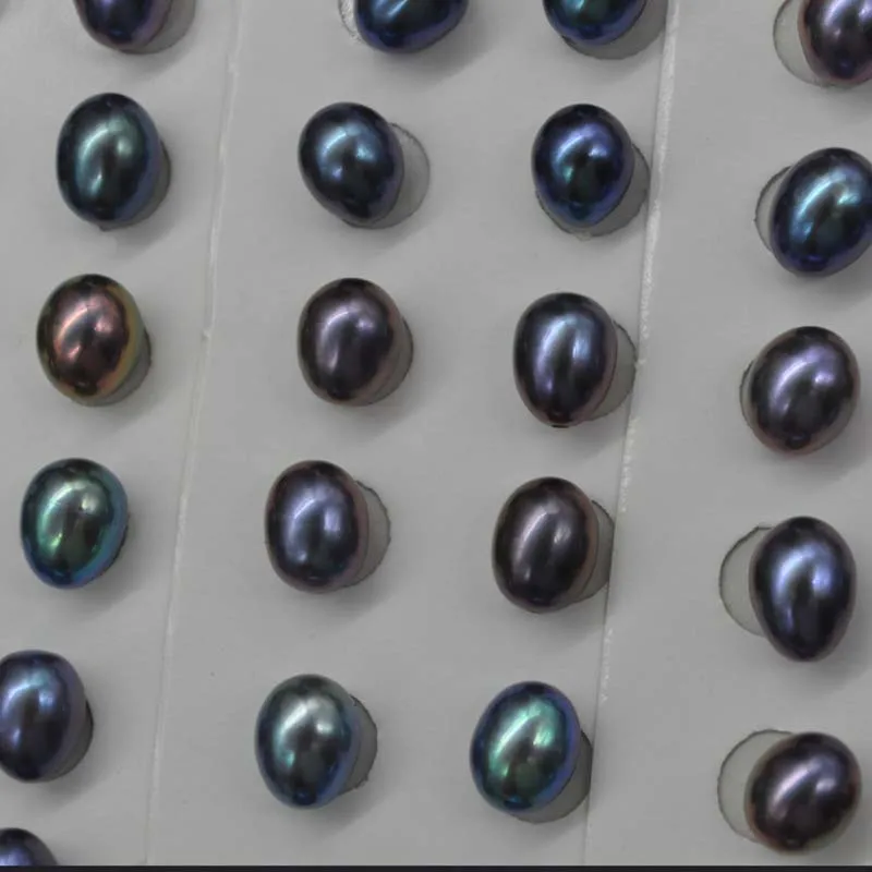 

Newly 1 card 15 pairs 6-7*8-10mm rice drop black freshwater pearl