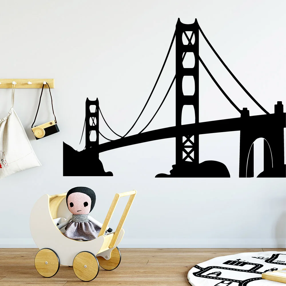 

Delicate American Golden Bridge Family Wall Stickers Mural Art Home Decor Kids Room Nature Decor Mural Poster