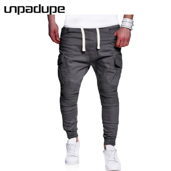 

New Arrival 2018 Brand Casual Joggers Pleated Tether Compression Pants Men Cotton Trousers Calabasas Cargo Pants Mens Leggings