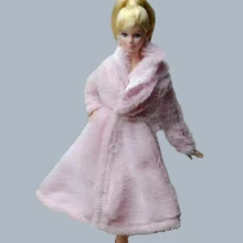 Doll Accessories Winter Wear Fur Coat Long Dress Clothes For Barbie Dolls Fur Doll Clothing For 1/6 BJD Doll Kids Toy
