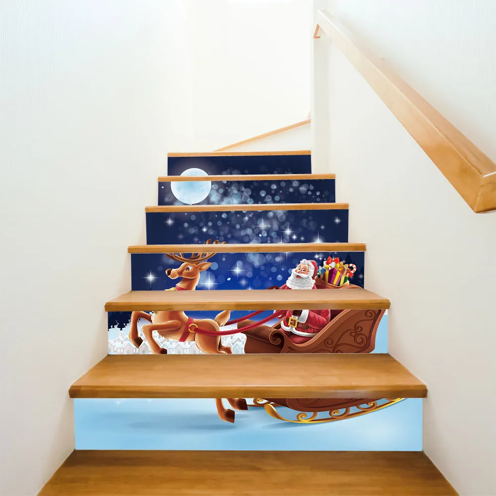 Decoracion Hogar 2019 Рождество тема 3D моделирование Стикеры для лестницы водостойкие наклейки на стену DIY наклейки для украшения дома Muraux