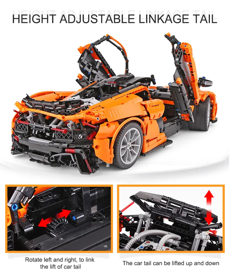 Carro de Corrida Série Técnica Hypercar 1:8 Moc 16915 Super Modelo Blocos Construção Lepinbricks Crianças Brinquedos Presentes Natal 20087 p1 13 Cheap Blocos