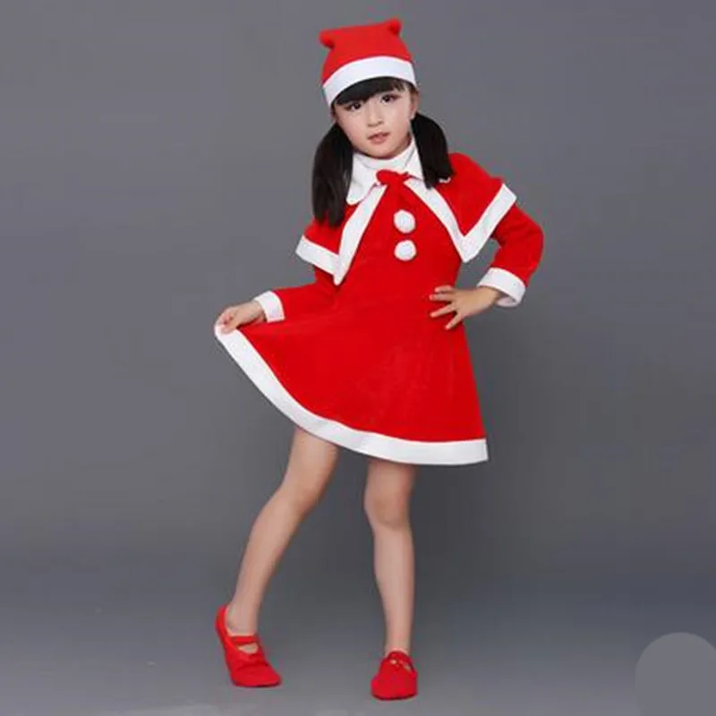 

2016 New 3-6 yrs baby girl winter dress christmas Red santa little girls dresses long sleeve toddler girl clothing kids costume