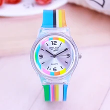 WILLIS 2018 Rainbow stripe Women Willis MiNi Watches Resin Fashion Table Waterproof Ladies Table Rainbows Watches