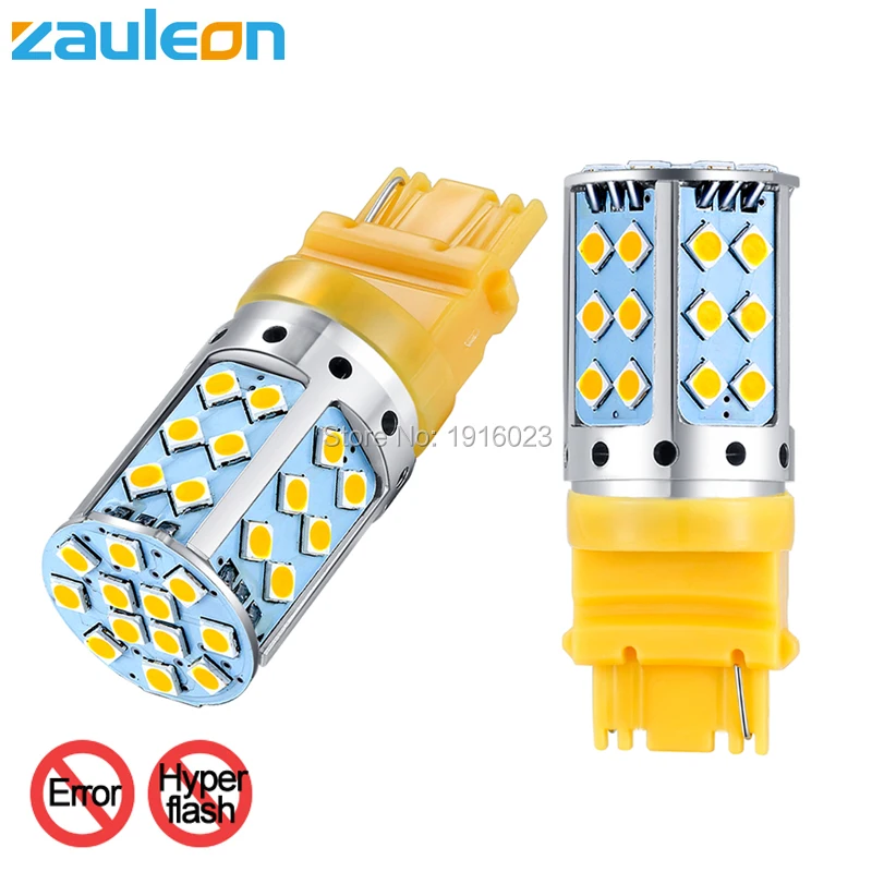 Zauleon 2 шт. Canbus ОШИБОК T25 3156 P27W Янтарный Желтый светодиодный без Hyper Flash лампа для
