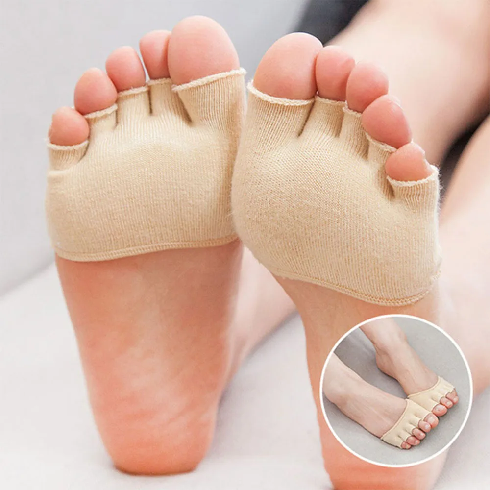 1 пара носков с пятью пальцами ортопедические разделители для пальцев ног корректор большого пальца ортопедическая вальгусная деформация коррекция осанки эктропион - Цвет: beige