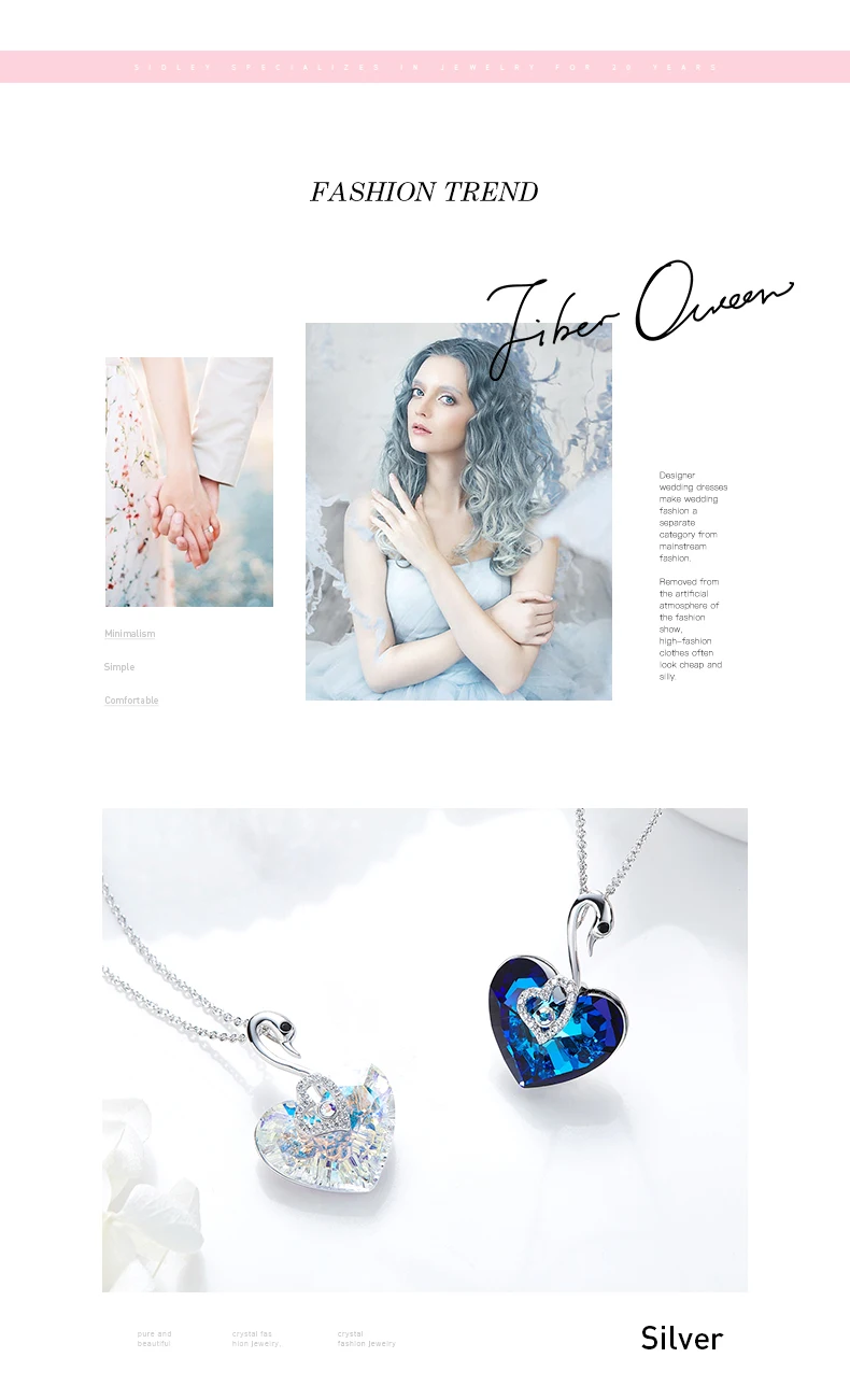 Cdyle украшенный кристаллом кулон в форме сердца модный синий обручение модные ювелирные изделия сексуальные женские Новые