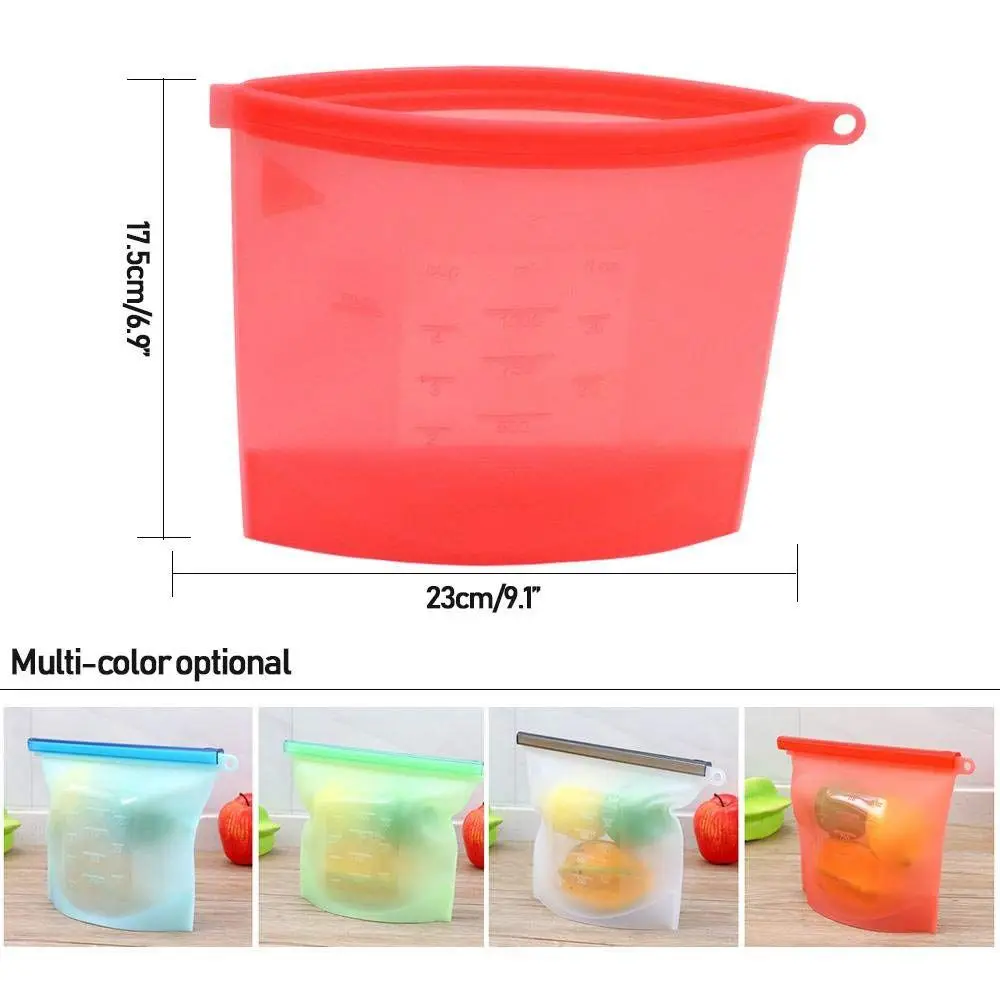

6 pcs Silicone Food Storage Bags,Reusable Leakproof Preservation Container with Airtight Sealfor, for Heating, Freezing, Micro