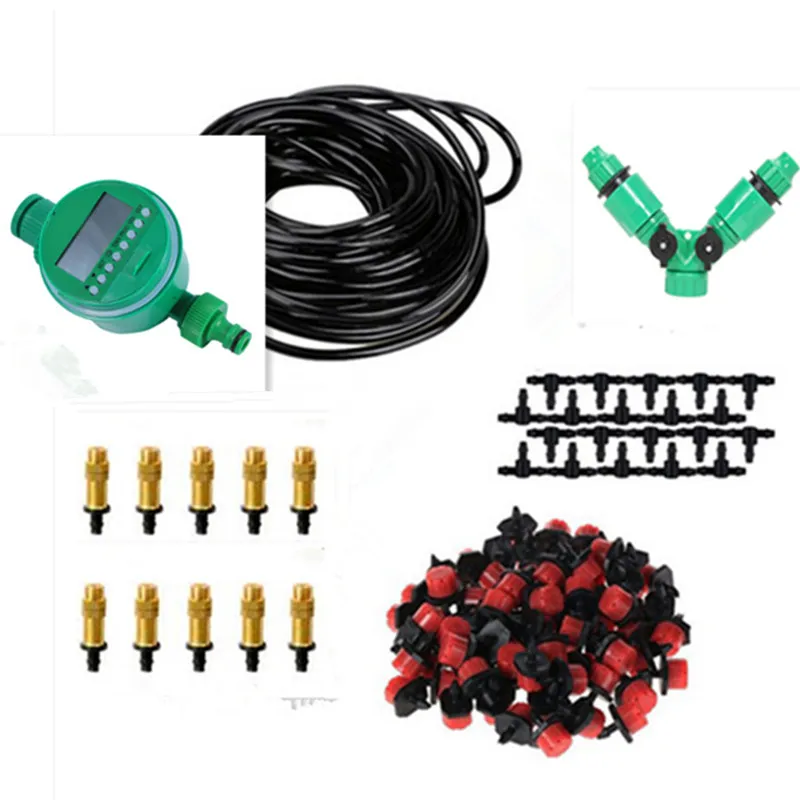 

20m Garden DIY Automatic Watering Micro Drip Irrigation Garden Self Watering Kits with Adjustable Dripper Spray Cooling BZ04