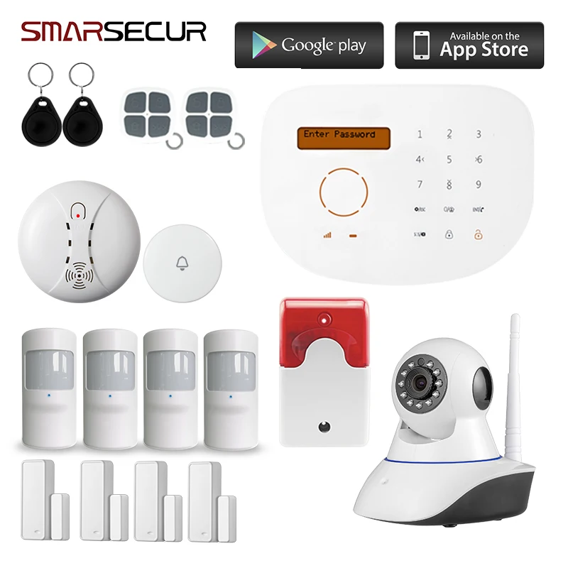 

Smarsecur S2G GSM Autodial Home Security Alarm System +IOS APP/Android APP Sensor IP Camera