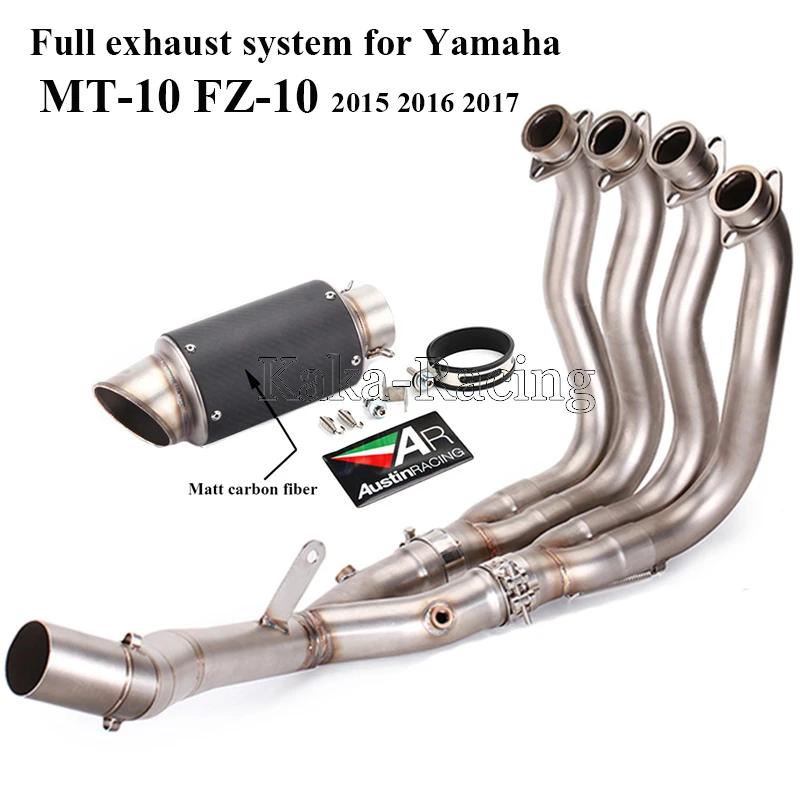 

MT10 Full system Motorcycle Exhaust Muffler AR Austin Racing Escape Front Header link pipe slip-on for Yamaha MT-10 FZ-10 2017