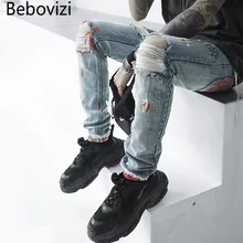 Bebovizi Brand Hip Hop Men Denim Pants Skinny Distressed Jeans New Designer Funny Print Streetwear Destroyed Ripped Jeans Bebovizi Brand Hip Hop Men Denim Pants Skinny Distressed Jeans New Designer Funny Print Streetwear Destroyed Ripped Jeans
