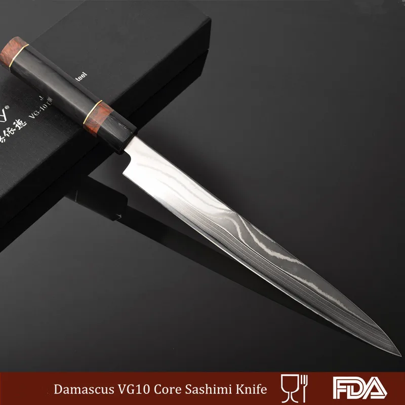 

Japanese Yanagiba Sashimi Kitchen Knife VG10 Damascus Steel Japan Knife Sushi Salmon Fish Filleting Cleaver Cooking Tool 13.1.2W