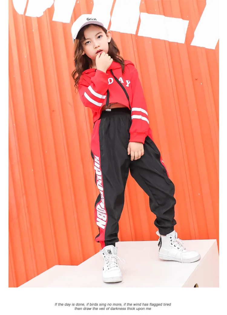 Комплект модной детской одежды из двух предметов; уличная одежда для девочек; спортивный костюм; детская одежда; танцевальные толстовки в стиле хип-хоп; Одежда для девочек-подростков