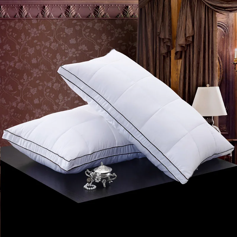 2Pcs Pure White 48x74 Bedding Pillows 100Cotton Pillow Cover Feather