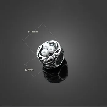 

100pcs Antique Silver Pearl Nest Charms Jewelry Findings Pendants-DIY Jewelry Necklace Bracelet Fashion Accessories 9.11mmX6.7mm