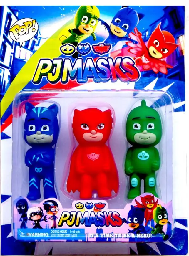 

3pcs/set PJ MASKS Action Figure Toys 8-9cm Catboy Owlette Gekko Cloak Plastic Vinyl Dolls with (BB Sound) Christmas Gift for Boy