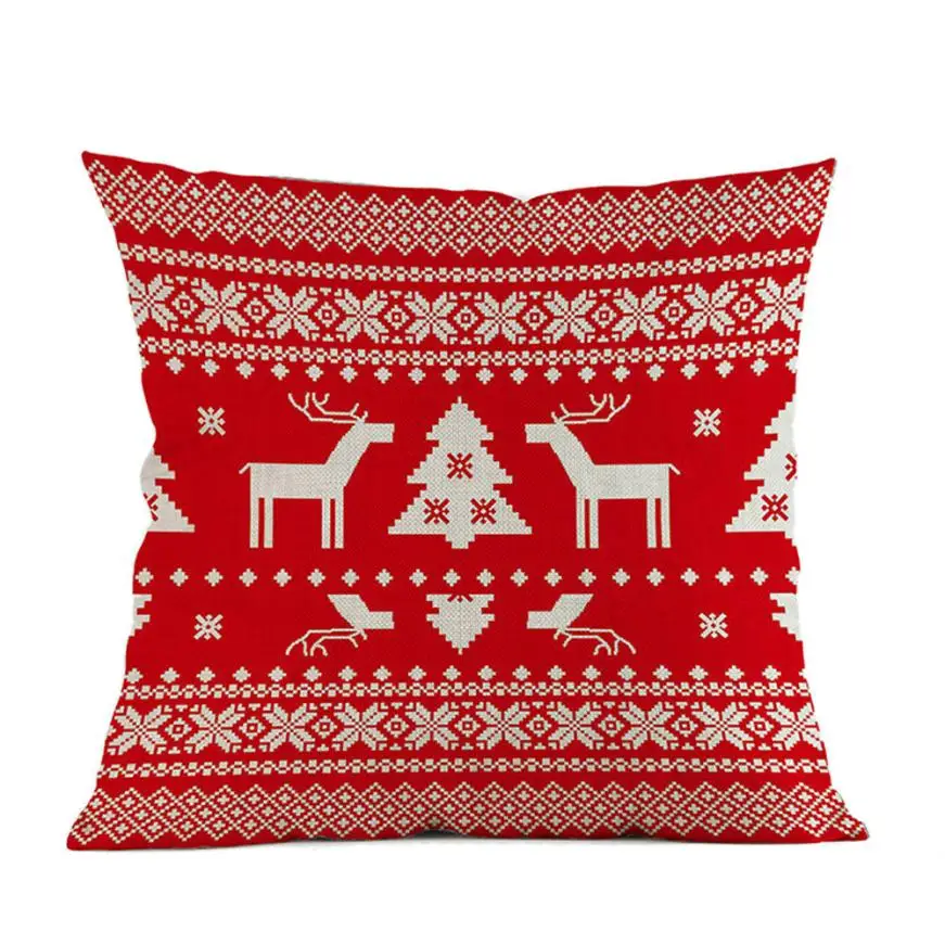Чехол для подушки 45*45 с рождественским принтом, окрашенный диван-кровать, домашний декор, наволочка для подушки,, новинка DE22 - Цвет: Белый