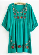 С цветочной вышивкой для женщин блузка Повседневное платье для будущих мам платье хлопок Vestidos Maternidade беременность костюмы Летняя одежда - Цвет: Зеленый