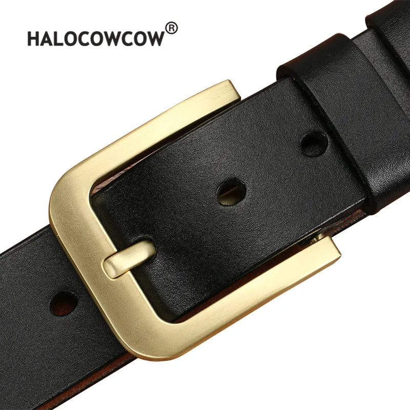 

new style fashion brand genuine leather belt for jeans cowboy men's pin buckle belts luxury straps male masculine cummerbund