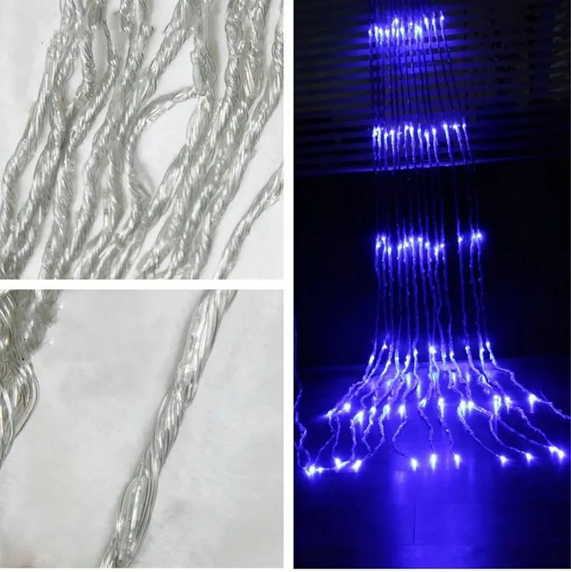 640 светодиодов водяного потока штора с рисунком водопада огни Фея Струны для рождества, рождественской вечеринки бар фон Декор 6 м(Ш)* 3 м(в)-5 цветов по желанию