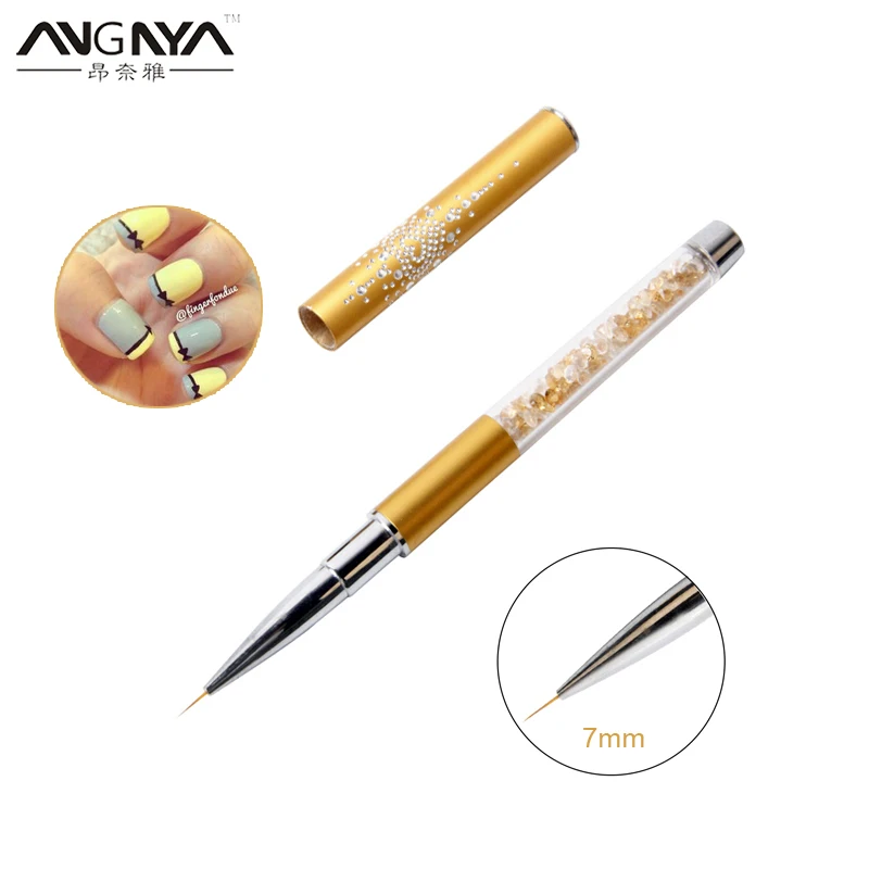 

ANGNYA New Fashion 1Pcs 7mm Acrylic Crystal Handle Nail Art Liner Brush French Fine Lines Painting Drawing Pen Manicure Tools