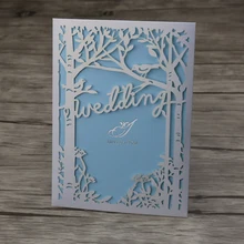 30 ожерелье из искусственного жемчуга цвета слоновой кости, дерево и птицы свадебные приглашения карты элегантная вырезанная лазером с конверты, уплотнения-свободный изготовленный на заказ Печать