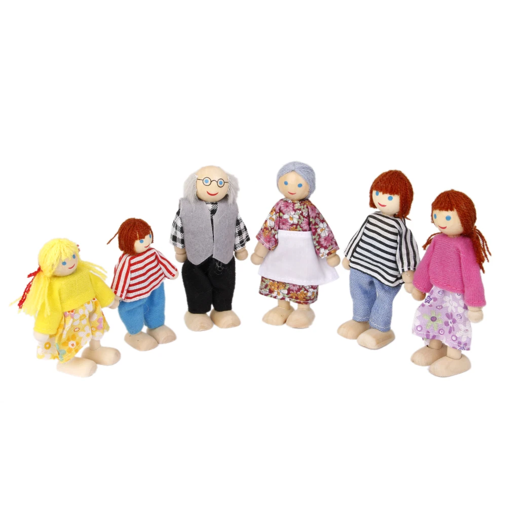 Online Shop 6 Pcs Kualitas Tinggi Mini Bayi Boneka Kayu Anggota