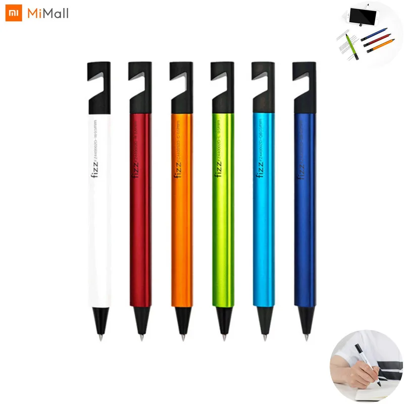 

HOT Xiaomi Mijia Fizz Gel Pen Phone Holder Gel Pen 0.5mm Black Refill Functional Pen 6 Colors Available For Office School