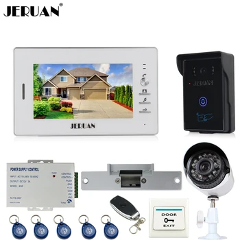 

JERUAN Home 7 inch LCD Video Door Phone Intercom System kit waterproof RFID Access Camera + 700TVL Analog Camera +remote control