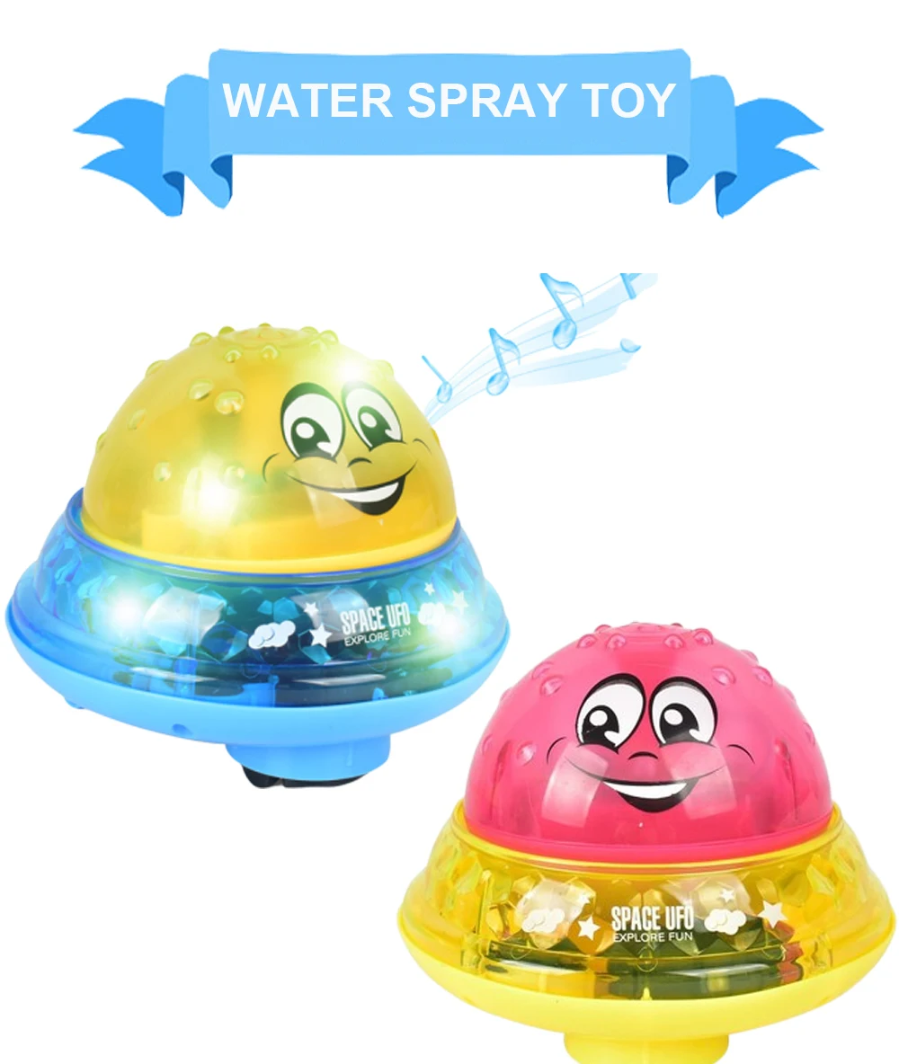 Electric Inductive Water Spray Tool Toy Ball with Light Music Bathroom Bathtub Swim Baby Bath Toys for Toddler Infant Children