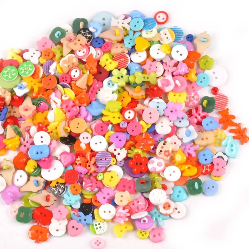 100Pcs Mixed Cartoon Dyed Shank Flatback Plastic Buttons For Clothing Kids Coat Boots Sewing Accessory Scrapbook DIY Craft M1895 5
