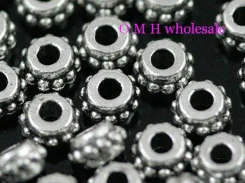 

OMH wholesale free ship! 60pcs tibetan silver gear spacer beads Jewelry metal beads 7X4mm ZL163