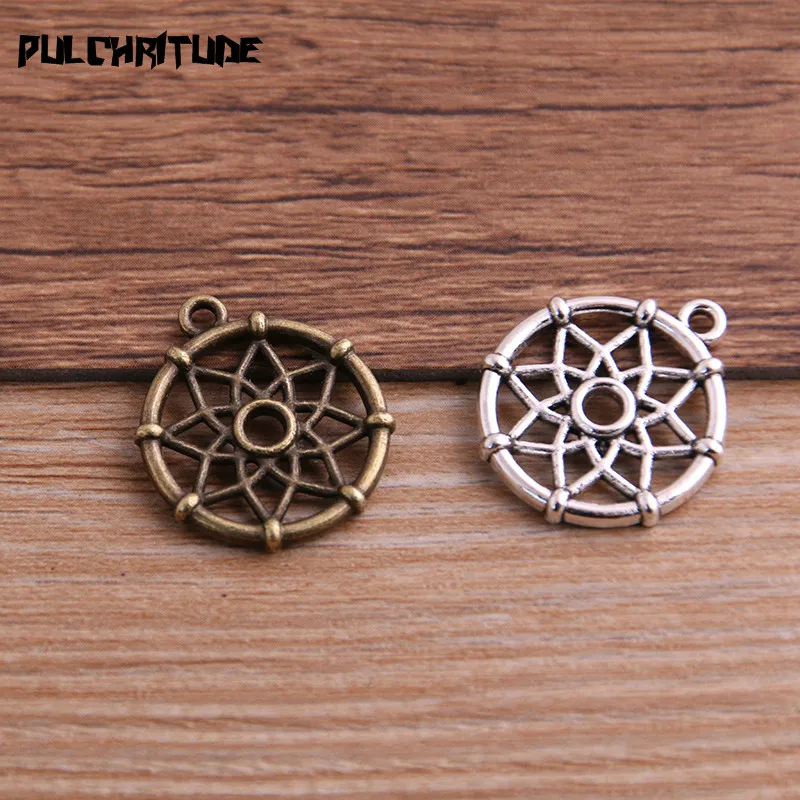 

PULCHRITUDE 12pcs 20*22mm New Two Color Small Dream Catcher Charms Pendants For DIY Jewelry Handmade Making Accessorie P6702