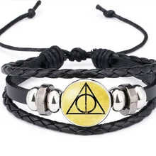 Аниме Харри «Дары смерти» Поттер фигурка ретро кожаный шнур браслет Золотой снитч крылья Сова треугольник многослойный браслет