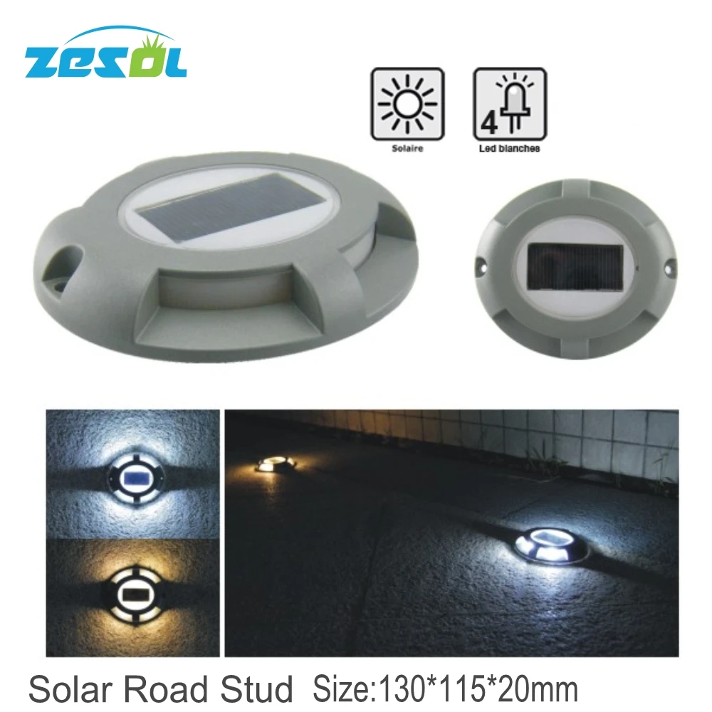 

ZESOL Solar Road Stud Lighting Aluminum IP65 Outdoor Road Driveway Dock Path Ground Light Lamp