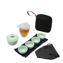 [1 чайник+ 4 чашки] Портативный китайский чайный набор кунг-фу керамический гайвань чайные чашки Открытый Путешествия Чайный набор с чайным лотком Быстрая