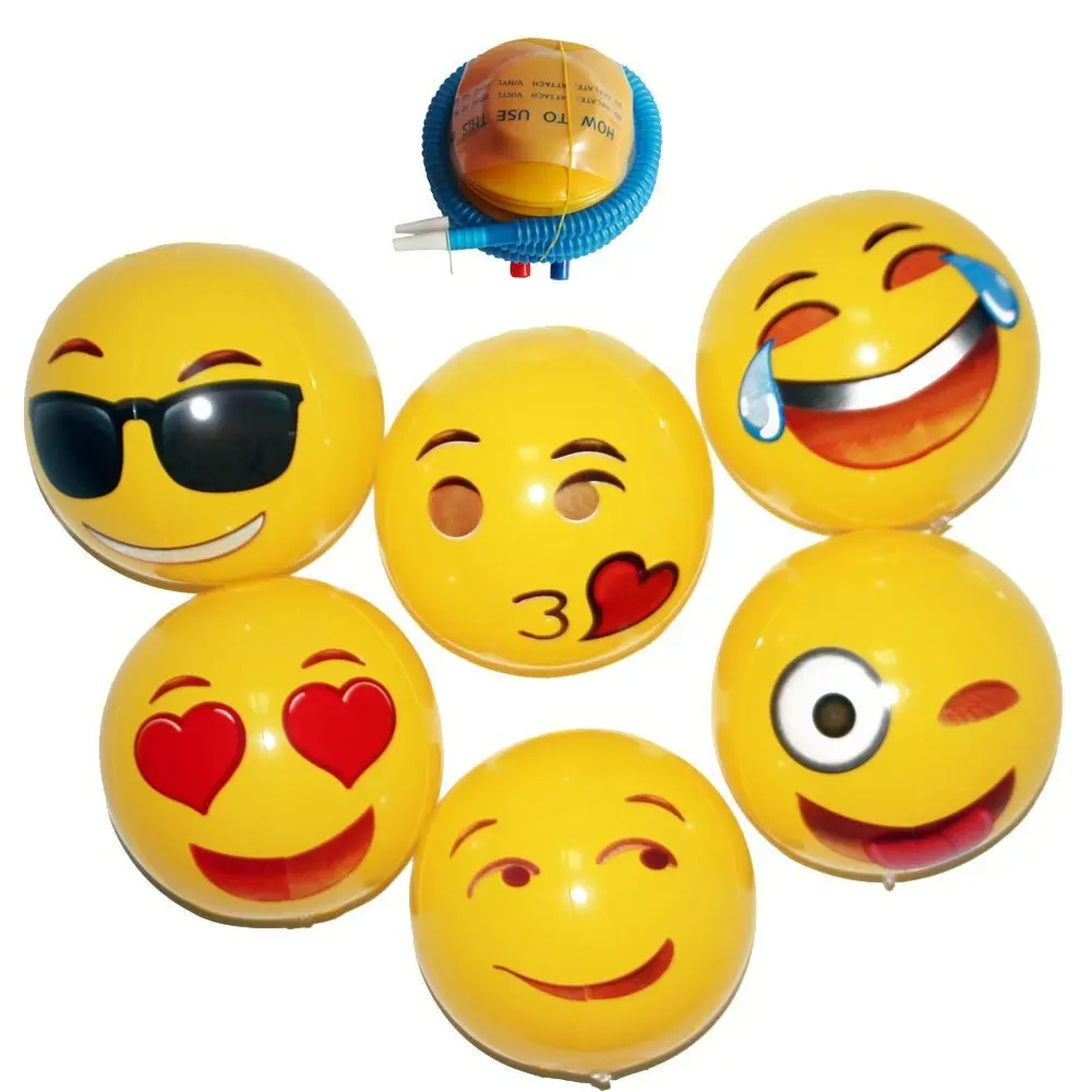 Emoji Universe 12"/18' Emoji Inflatable Beach Balls, Summer Beach Volleyball,6 Pcakin Toy