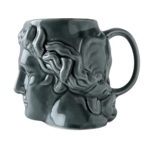 1 Pcs Creative 3D Style David Sculpture Ceramic Mug Coffee Tea Milk Drinking Cups with Handle Coffee Mug for Office Novelty Gif - Цвет: Gray