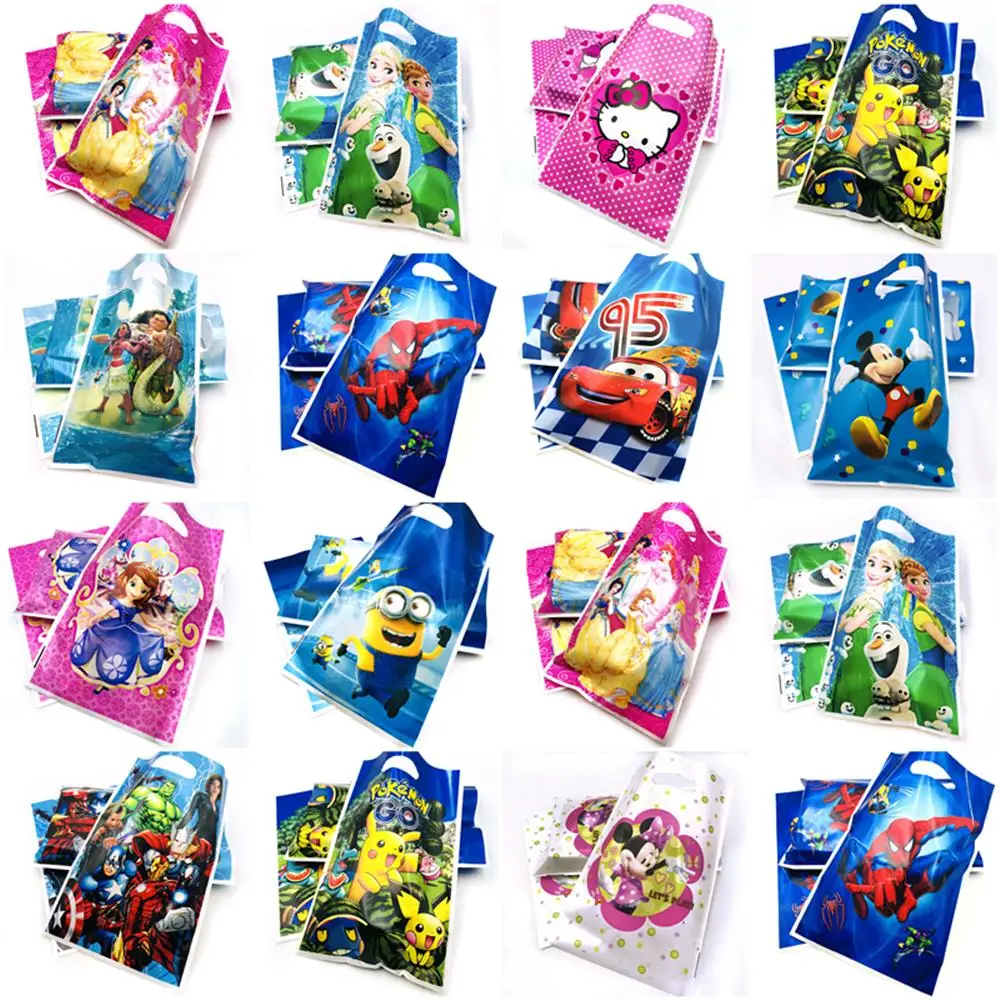 

10pcs/SET Gift bag Loot bag Lightning Mcqueen Frozen Elsa And Anna Sofia Minnie Mouse Princess party supplies Set