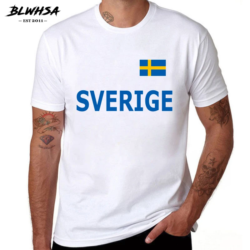 BLWHSA Camiseta estampado de Suecia para hombre, 100% de algodón camisetas camisetas de manga corta para Fans de Suecia|Camisetas| - AliExpress
