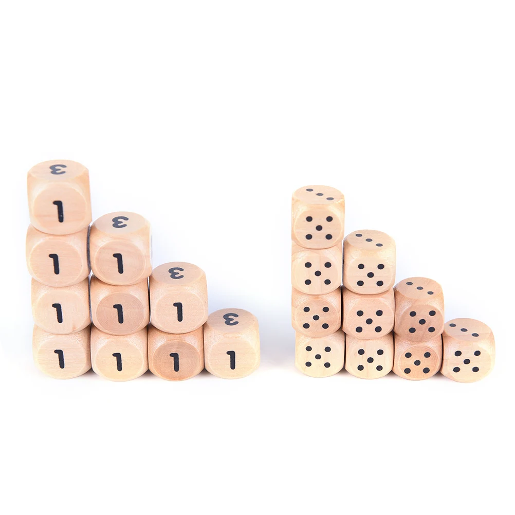 Деревянные игральные кости 16 мм Количество или точка кубики Круглый Coener детские игрушки игры 6 сторонние игральные кости 10 шт