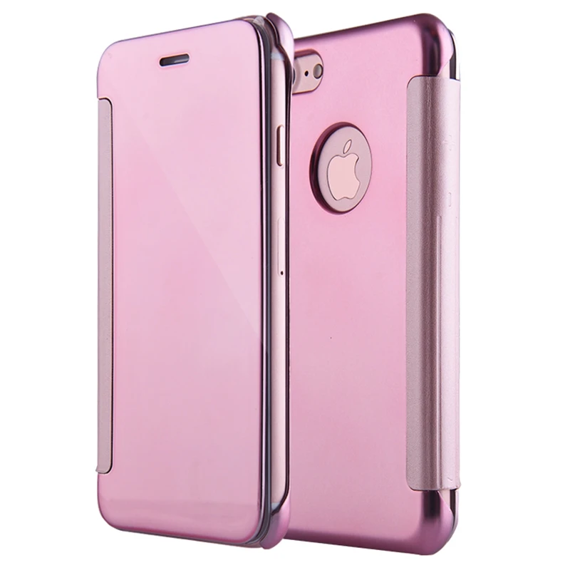 Smart Flip Case For Apple iPhone 8 Plus Luxury Mirror Clear View PU