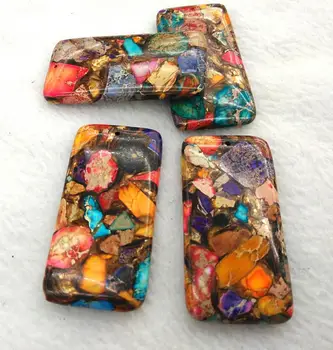 

Large 60x40mm Rainbow Golden Copper Sea Sediment Jasper / Gemstone Pendant / DIY Jewelry / Rectangle Shaped 1pcs
