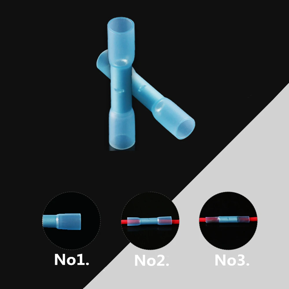 10/20/25/50 шт тепловой клемма с термоусадочной изоляцией изолированный Батт Электрический зажим для проводов, разъемы и кабель обжимных клемм соединитель AWG 22-10
