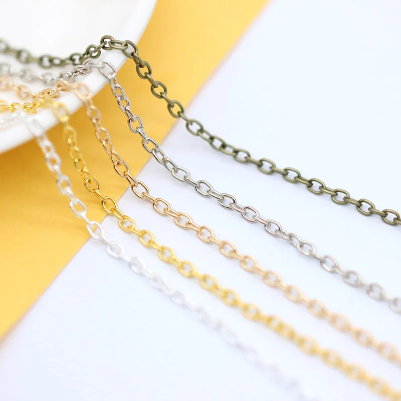 Fashion Gold Plated Iron Metal Chains Open Link DIY Charms Jewelry Making Gifts 